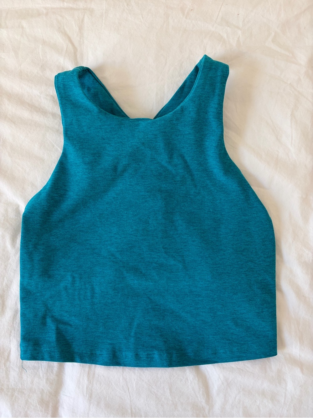 Beyond Yoga Teal High-Neck Racerback Crop Top